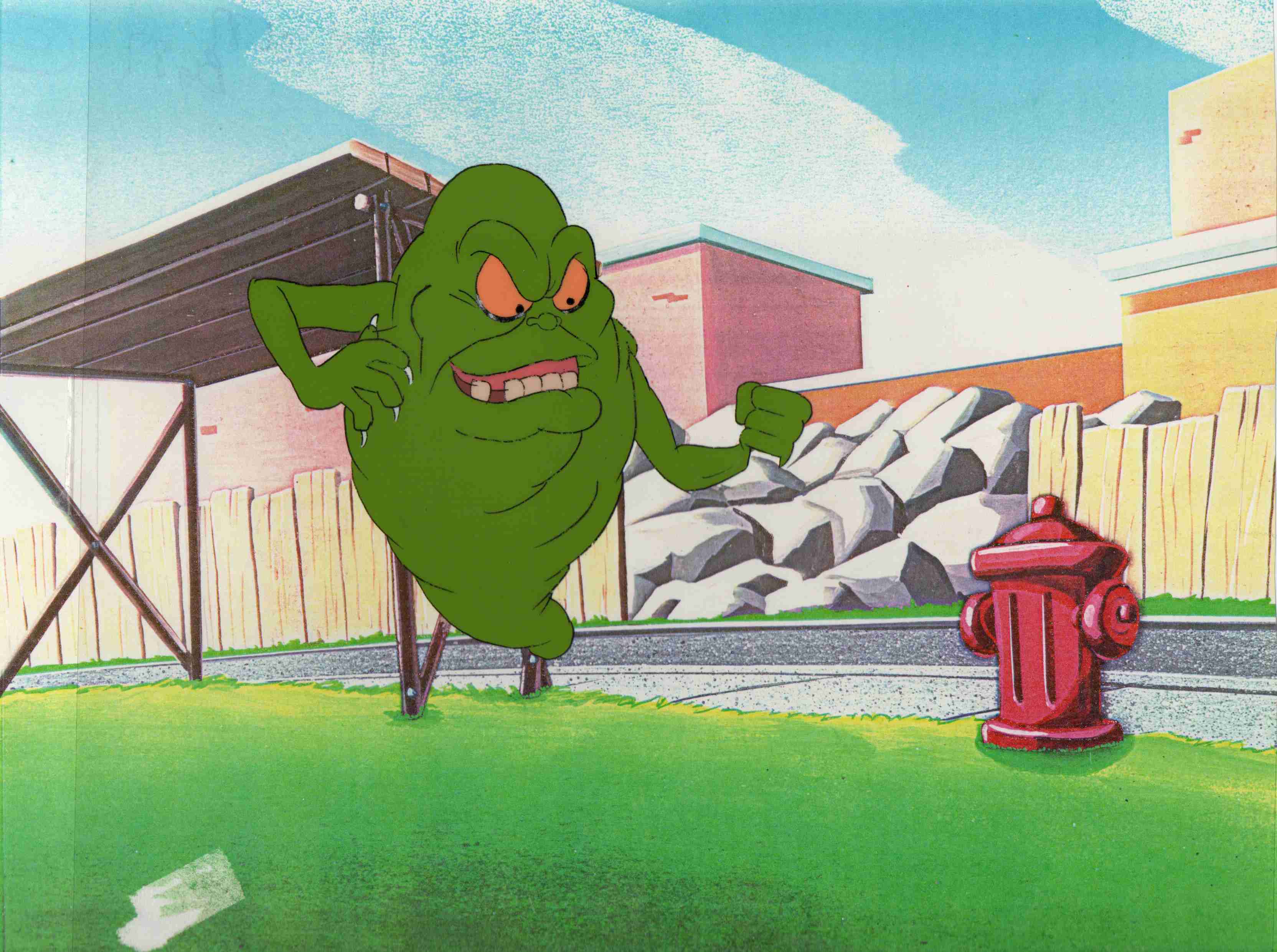 Cel of Slimer with background